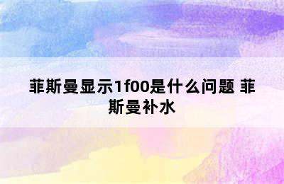 菲斯曼显示1f00是什么问题 菲斯曼补水